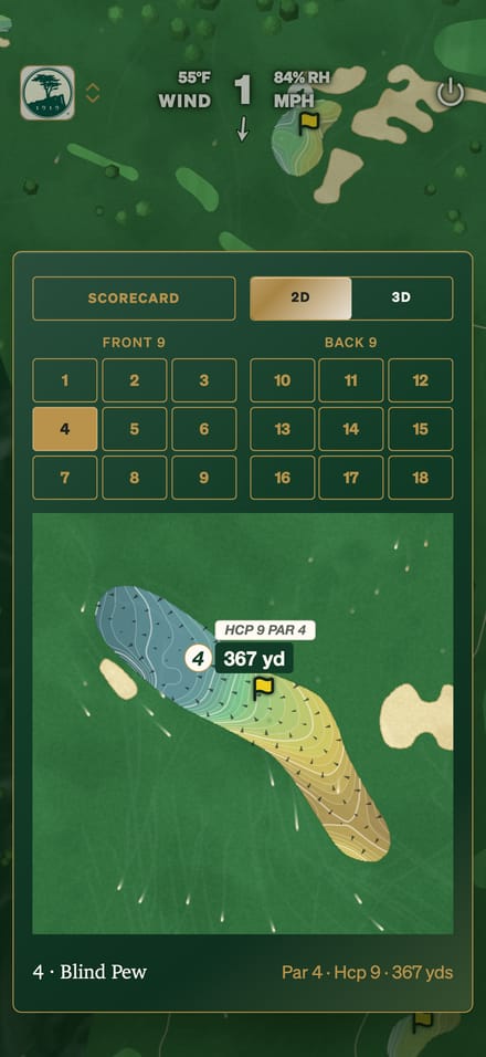 GolfCore green map with contours and fall lines