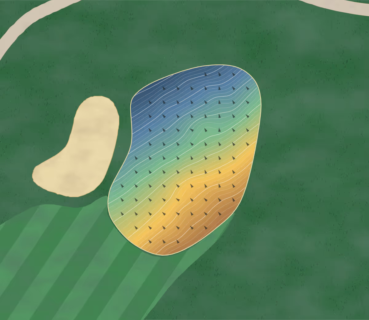 Green contour map of 1912 Club in Lansdale, Pennsylvania: 263 elevation contours at a 3-inch interval with fall-line arrows, traced from 1-meter lidar