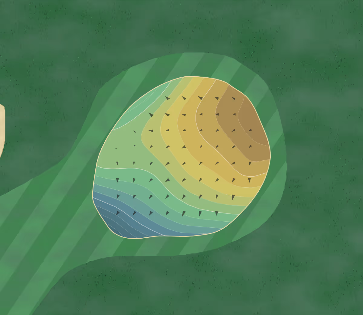 Green contour map of 5 By 80 in Menlo, Iowa — 89 elevation contours at a 3-inch interval with fall-line arrows, traced from 1-meter lidar