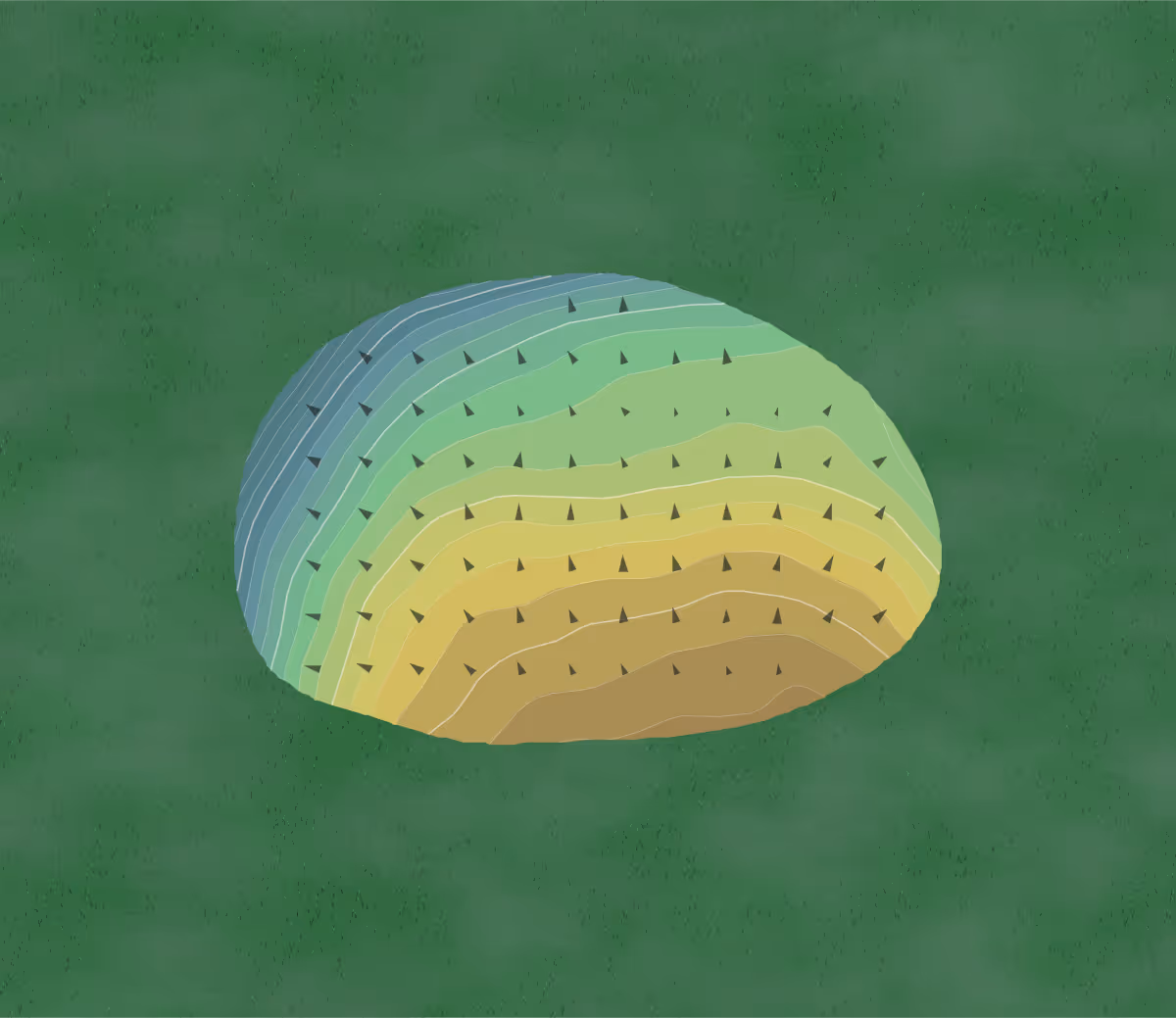 Green contour map of Adams Springs in Loch Lomond, California — 104 elevation contours at a 3-inch interval with fall-line arrows, traced from 1-meter lidar