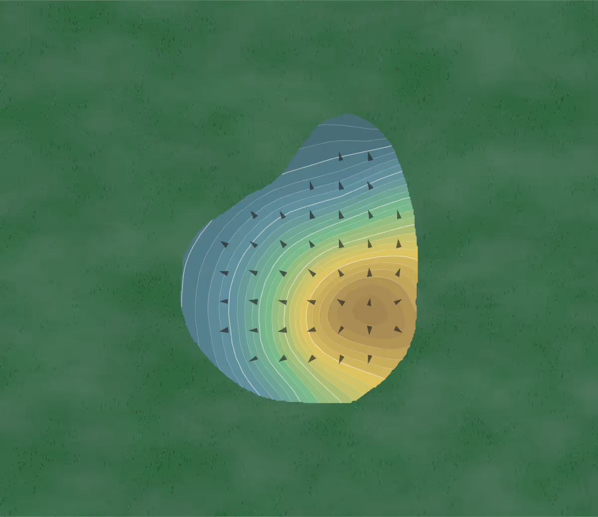 Green contour map of Aileron in Lake Suzy, Florida — 44 elevation contours at a 3-inch interval with fall-line arrows, traced from 1-meter lidar