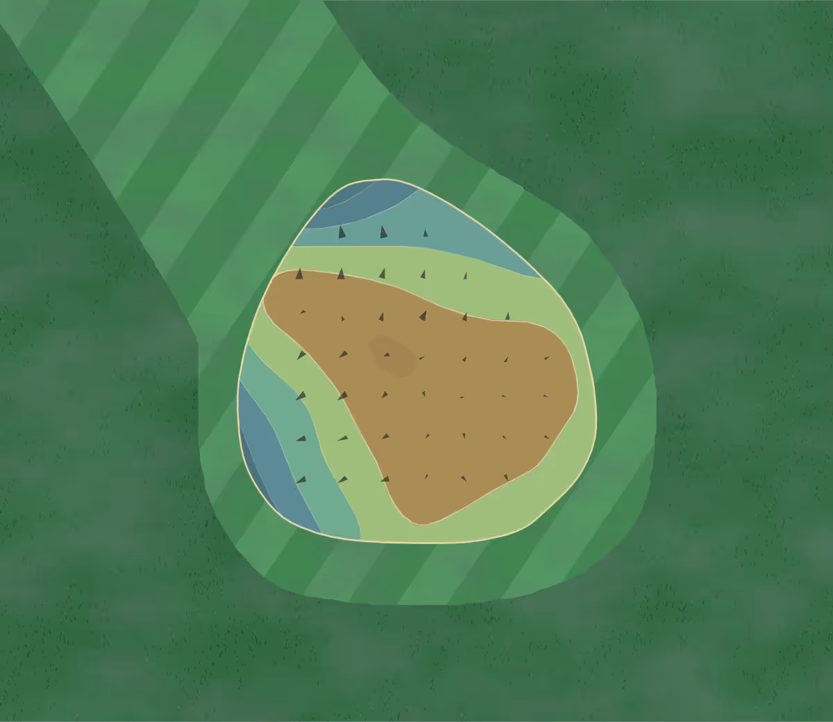 Green contour map of Airways in Fresno, California — 70 elevation contours at a 3-inch interval with fall-line arrows, traced from 1-meter lidar