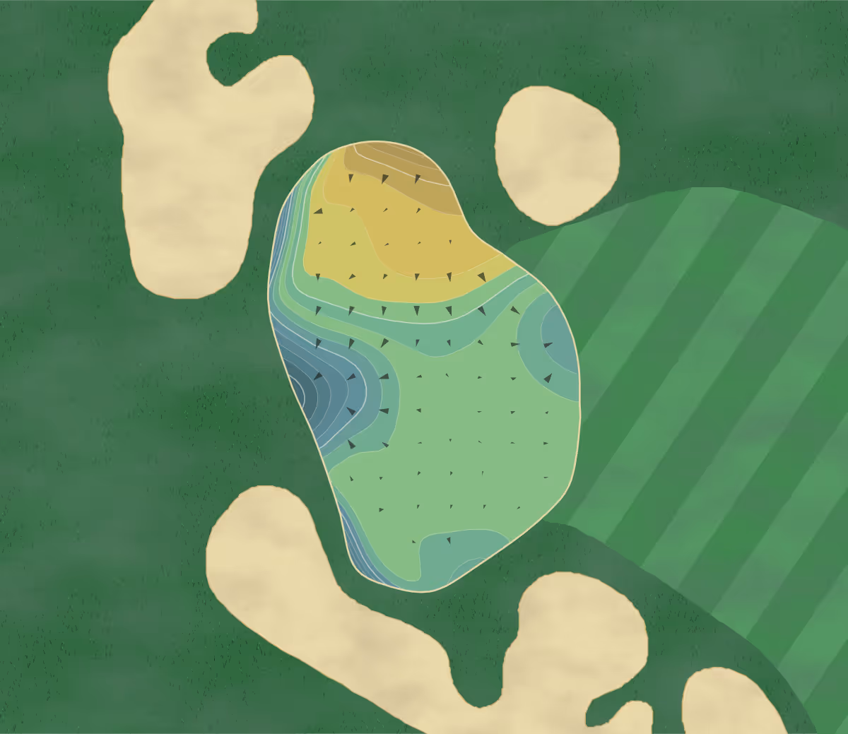 Green contour map of Southern Dunes in Maricopa, Arizona — 205 elevation contours at a 3-inch interval with fall-line arrows, traced from 1-meter lidar