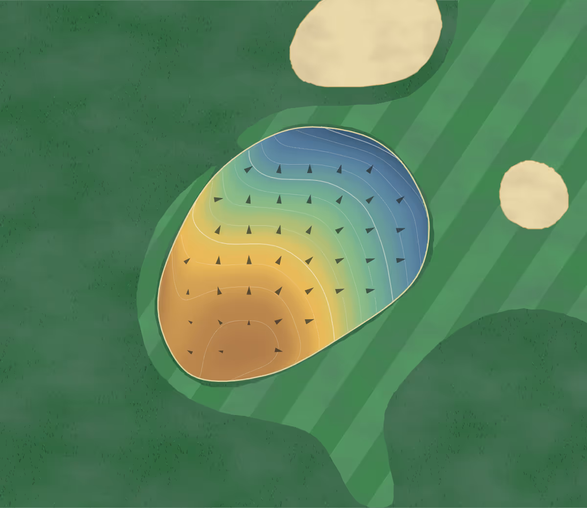 Green contour map of Aki in Higashihiroshima-Shi, Japan: 163 elevation contours at a 8-centimeter interval with fall-line arrows, traced from 1-meter lidar