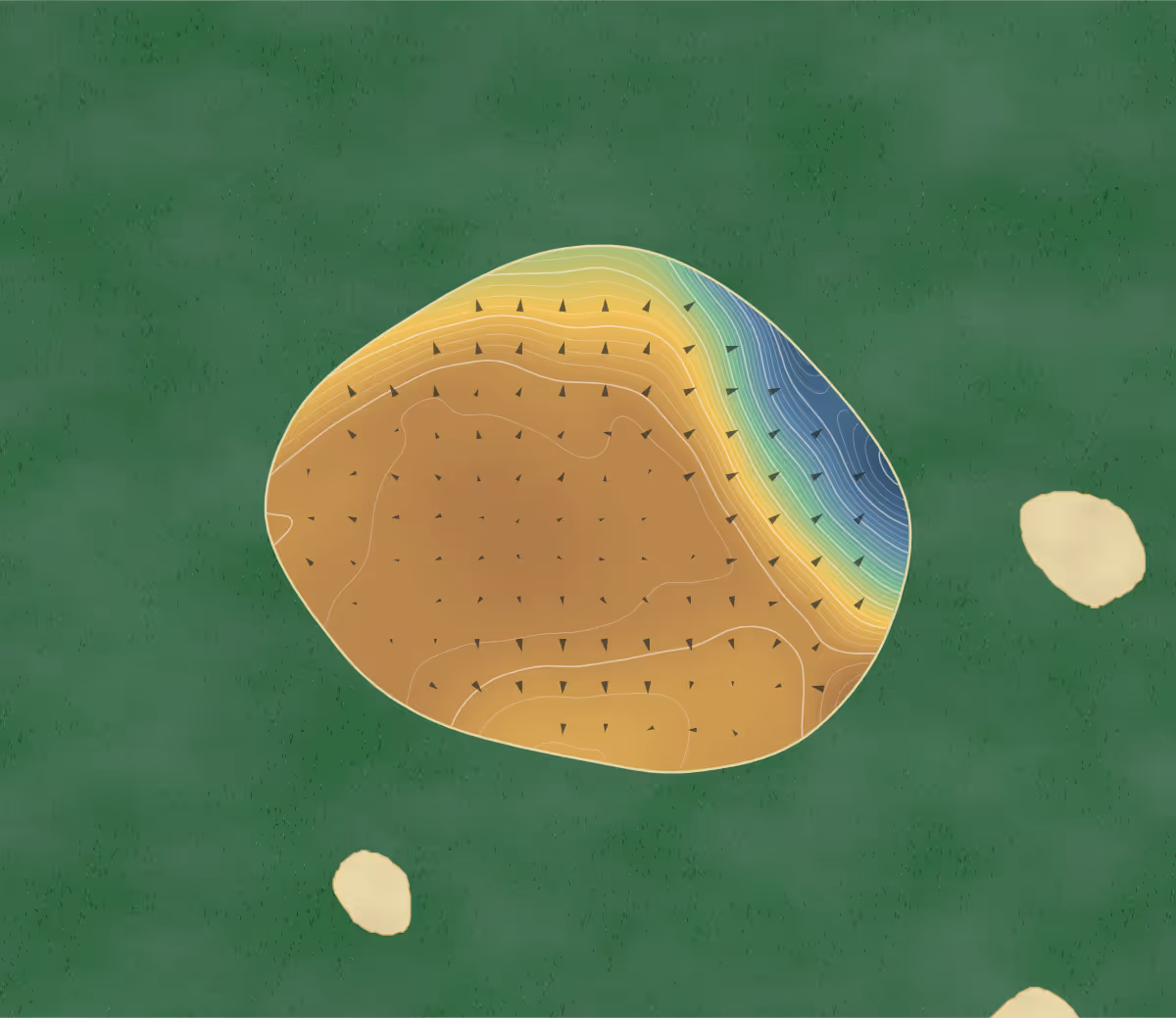 Green contour map of Alderley Edge in Alderley Edge, England — 131 elevation contours at a 8-centimeter interval with fall-line arrows, traced from 1-meter lidar