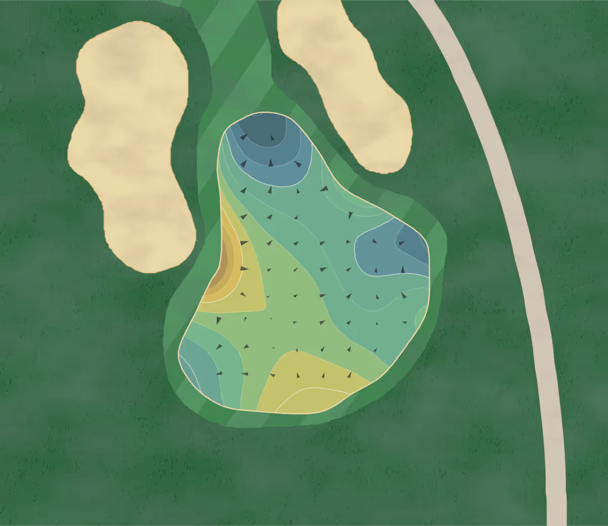Green contour map of Alhambra in Alhambra, California — 218 elevation contours at a 3-inch interval with fall-line arrows, traced from 1-meter lidar