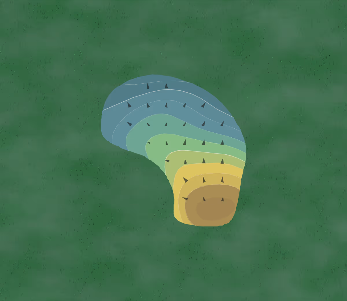 Green contour map of Alpine Country Club in Alpine, Texas — 71 elevation contours at a 3-inch interval with fall-line arrows, traced from 1-meter lidar
