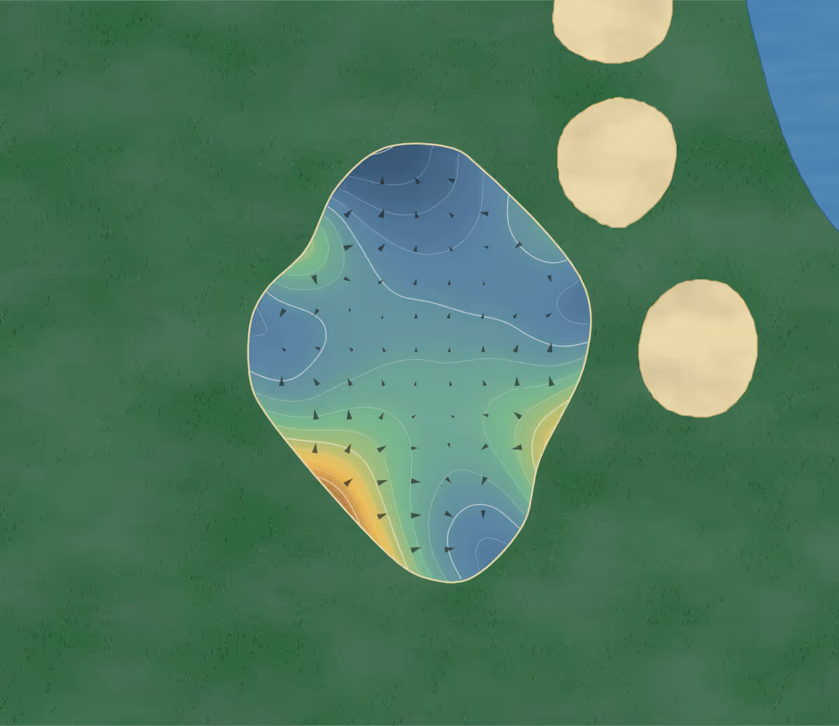 Green contour map of Alta Mesa in Mesa, Arizona: 228 elevation contours at a 3-inch interval with fall-line arrows, traced from 1-meter lidar