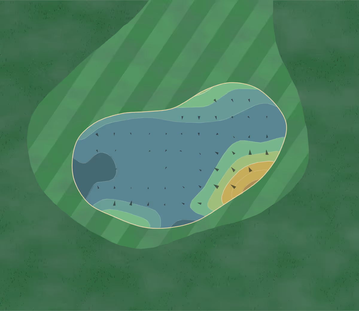 Green contour map of Altadena in Altadena, California — 170 elevation contours at a 3-inch interval with fall-line arrows, traced from 1-meter lidar