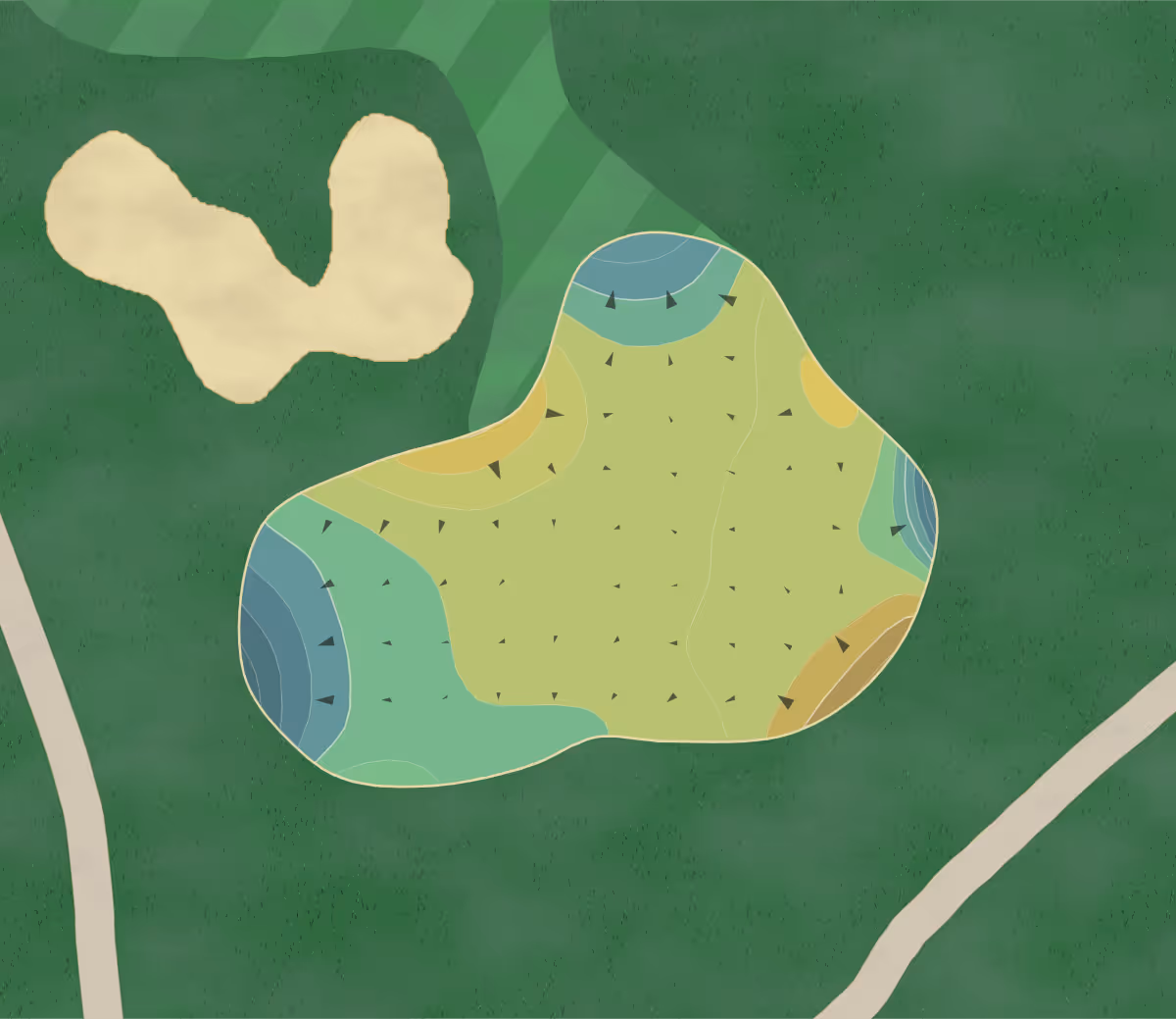 Green contour map of Amelia Island in Amelia Island, Florida — 254 elevation contours at a 3-inch interval with fall-line arrows, traced from 1-meter lidar