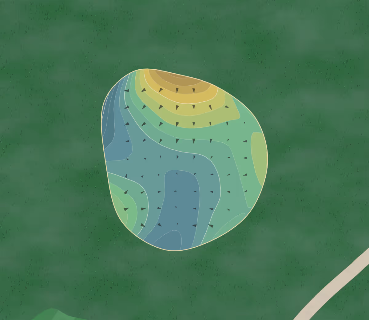 Green contour map of Amelia River in Amelia Island, Florida — 168 elevation contours at a 3-inch interval with fall-line arrows, traced from 1-meter lidar