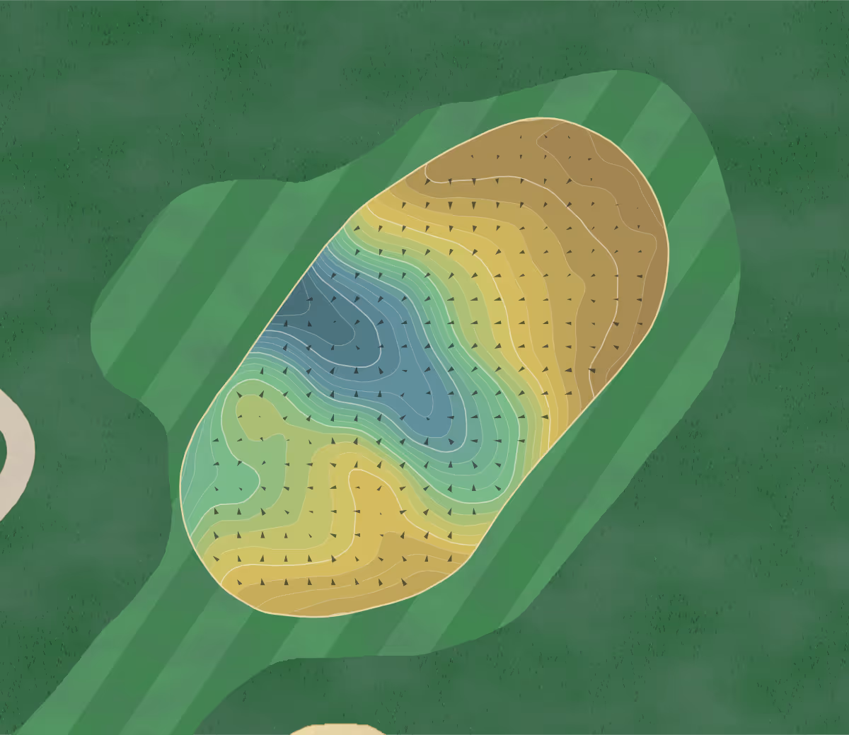 Green contour map of Angels Crossing in Vicksburg, Michigan — 295 elevation contours at a 3-inch interval with fall-line arrows, traced from 1-meter lidar