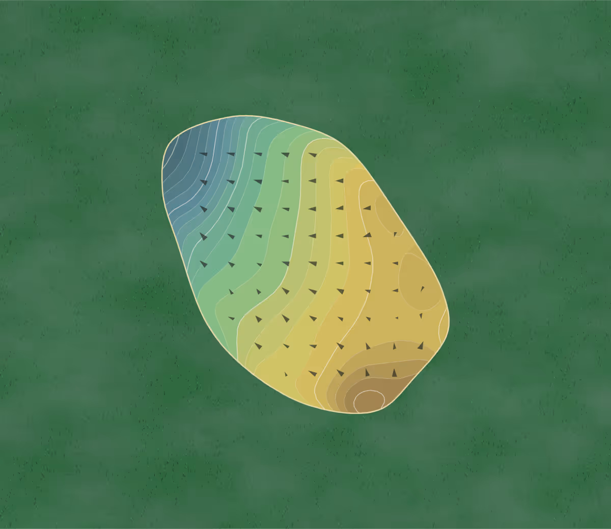 Green contour map of Settindown in Roswell, Georgia — 224 elevation contours at a 3-inch interval with fall-line arrows, traced from 1-meter lidar