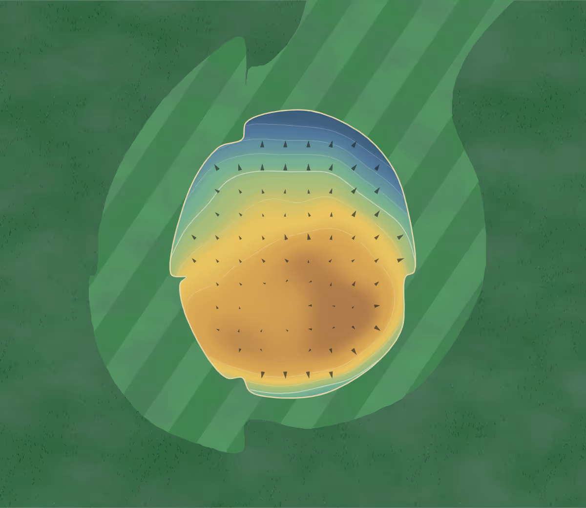 Green contour map of Anthon in Anthon, Iowa: 76 elevation contours at a 3-inch interval with fall-line arrows, traced from 1-meter lidar