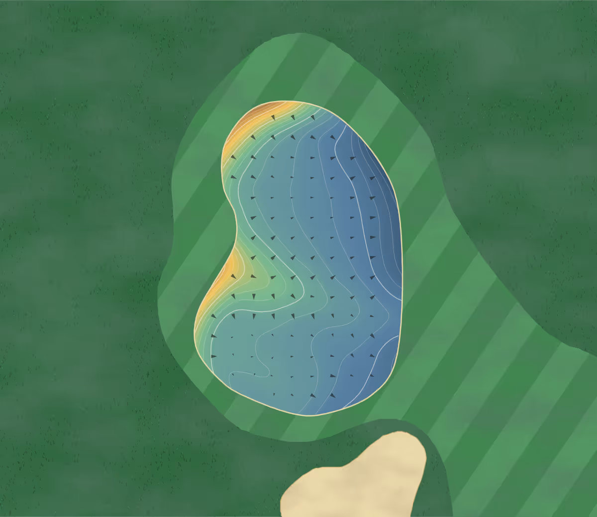 Green contour map of Antigo Bass in Deerbrook, Wisconsin: 245 elevation contours at a 3-inch interval with fall-line arrows, traced from 1-meter lidar