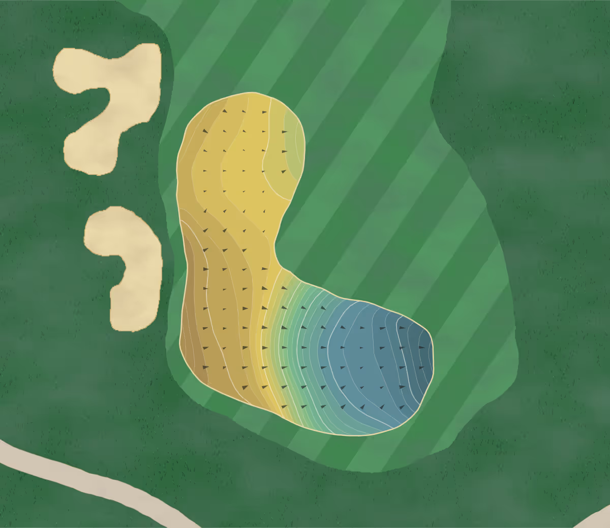 Green contour map of Antler Creek in Falcon, Colorado — 222 elevation contours at a 3-inch interval with fall-line arrows, traced from 1-meter lidar
