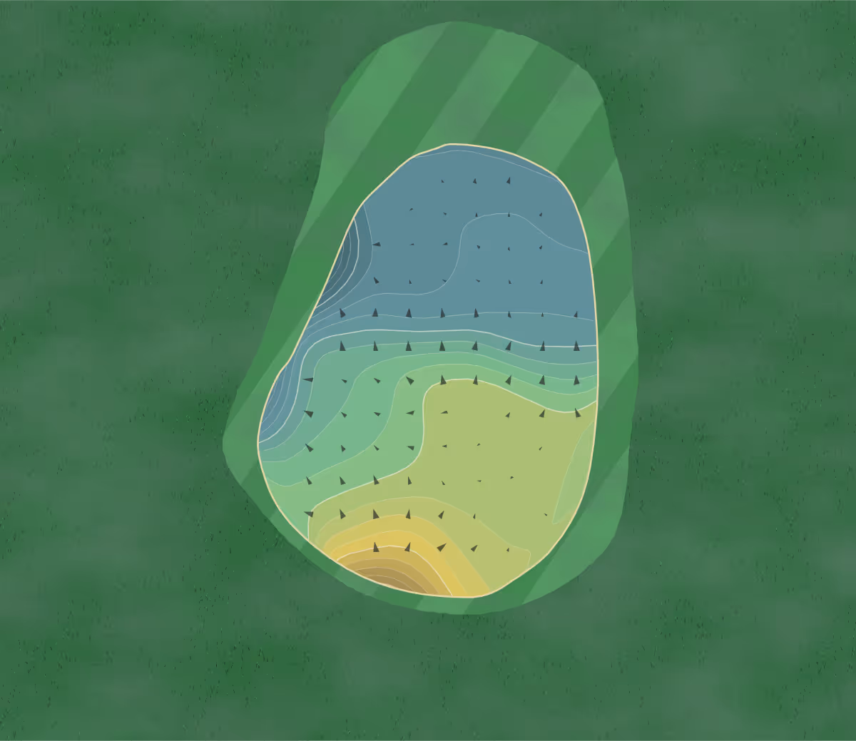 Green contour map of Apache Creek in Apache Junction, Arizona — 203 elevation contours at a 3-inch interval with fall-line arrows, traced from 1-meter lidar