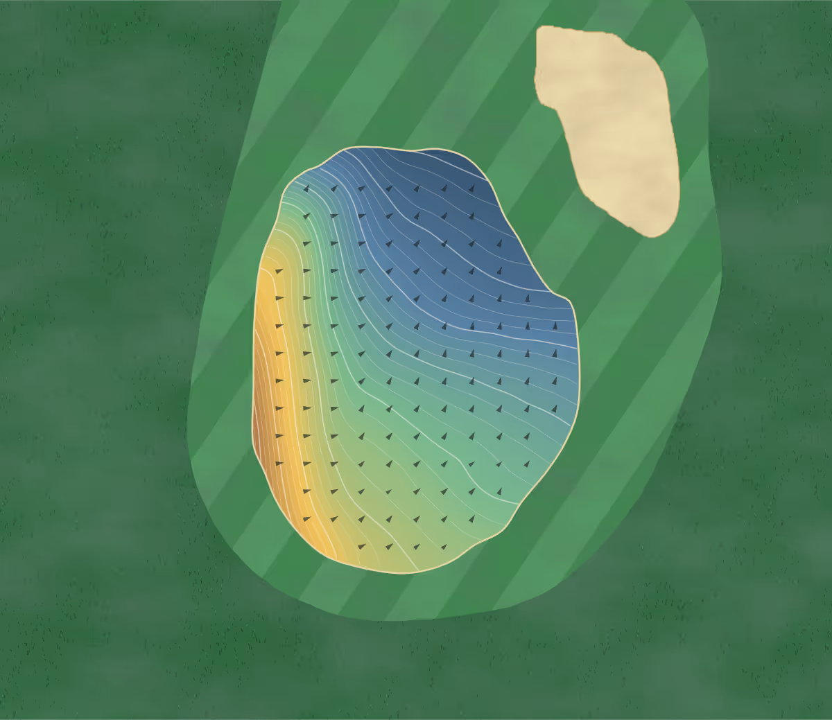 Green contour map of Apple Grove in Minot, North Dakota: 291 elevation contours at a 3-inch interval with fall-line arrows, traced from 1-meter lidar