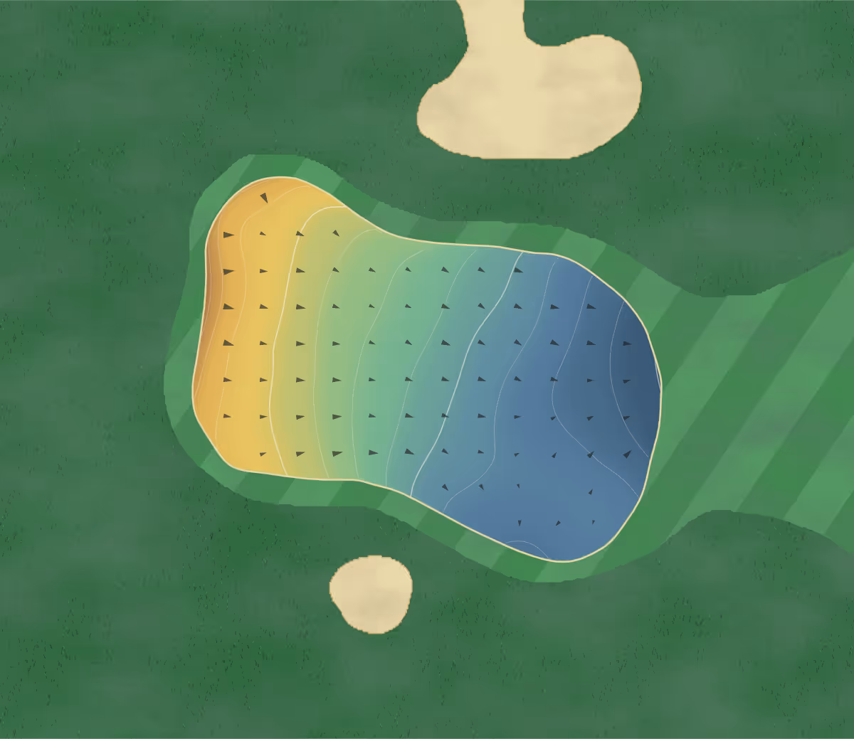 Green contour map of Arbor Pointe in Inver Grove Heights, Minnesota: 69 elevation contours at a 3-inch interval with fall-line arrows, traced from 1-meter lidar
