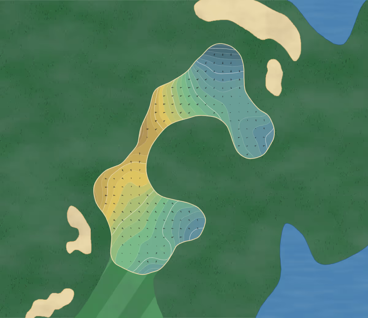 Green contour map of Arboretum Club in Buffalo Grove, Illinois — 189 elevation contours at a 3-inch interval with fall-line arrows, traced from 1-meter lidar