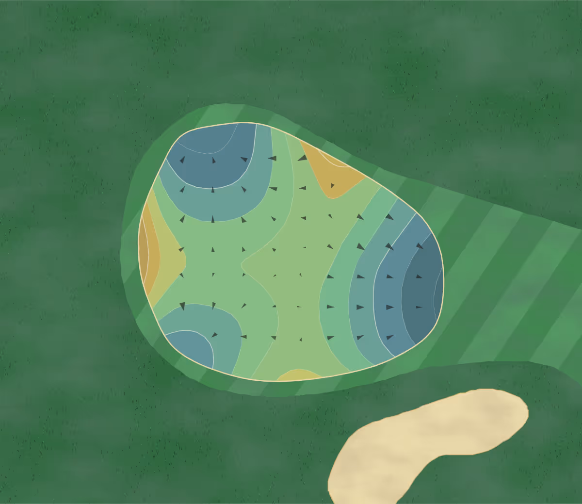 Green contour map of Arizona Resort in Mesa, Arizona — 169 elevation contours at a 3-inch interval with fall-line arrows, traced from 1-meter lidar
