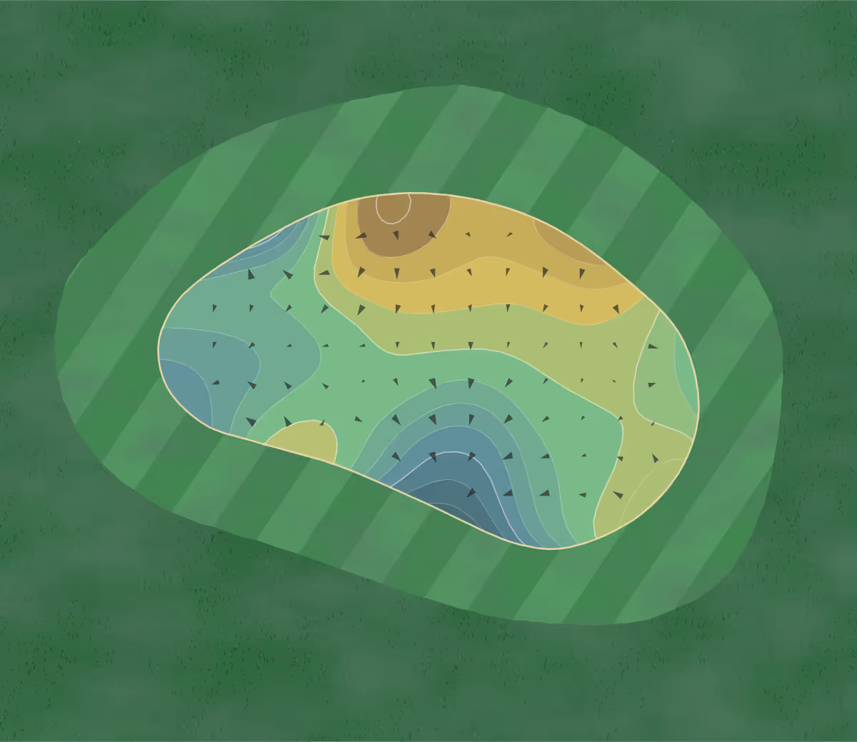Green contour map of Arizona Traditions in Surprise, Arizona — 241 elevation contours at a 3-inch interval with fall-line arrows, traced from 1-meter lidar