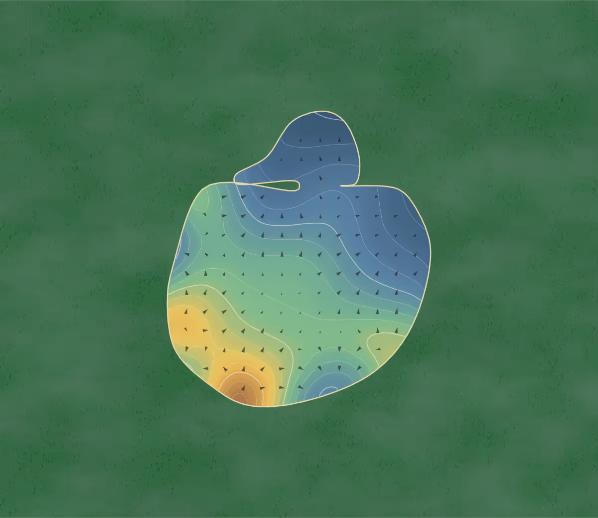Green contour map of Arklow in Arklow, Ireland: 230 elevation contours at a 8-centimeter interval with fall-line arrows, traced from 1-meter lidar