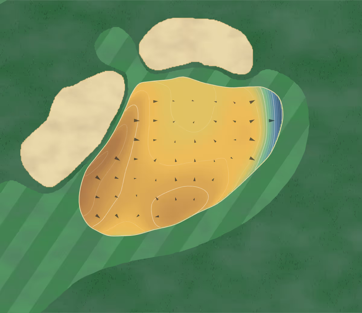 Green contour map of Armidale in West Armidale, Australia — 132 elevation contours at a 8-centimeter interval with fall-line arrows, traced from 1-meter lidar