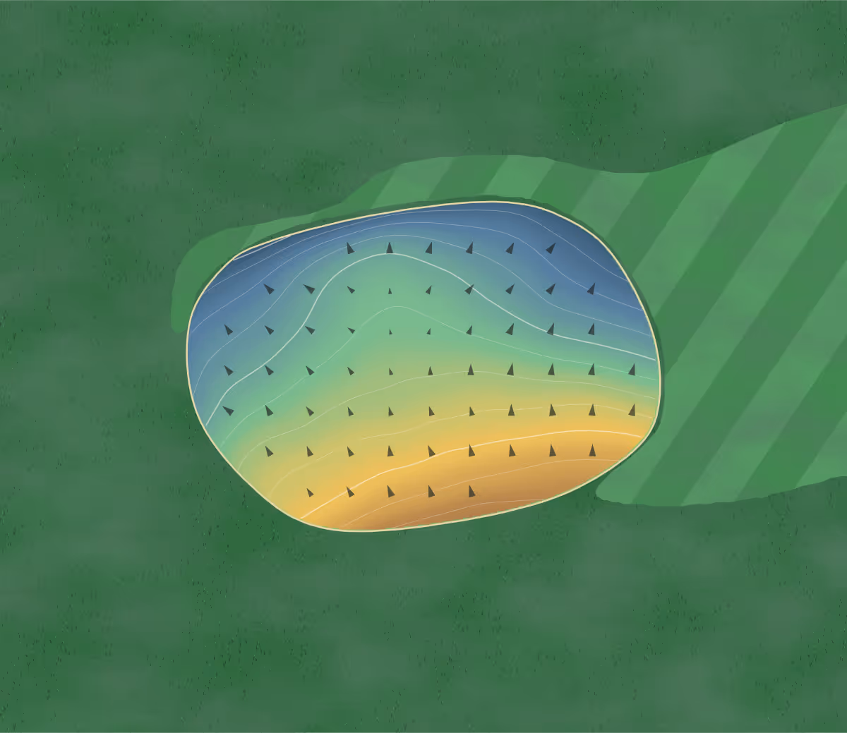 Green contour map of Arnold's in Nescopeck, Pennsylvania: 103 elevation contours at a 3-inch interval with fall-line arrows, traced from 1-meter lidar