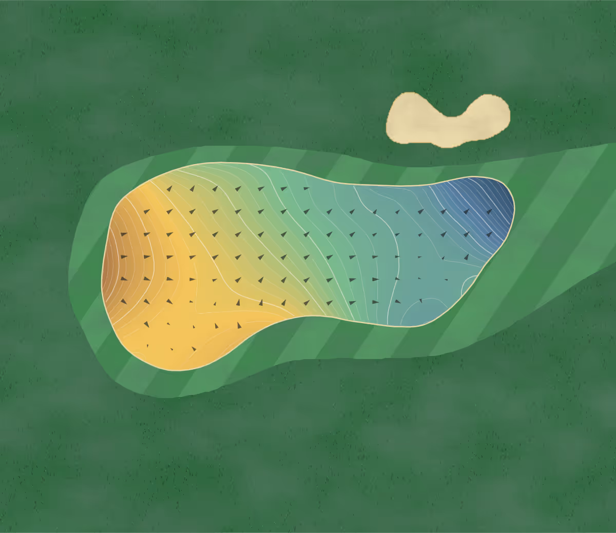 Green contour map of Arrowhead in Jasper, Georgia — 299 elevation contours at a 3-inch interval with fall-line arrows, traced from 1-meter lidar