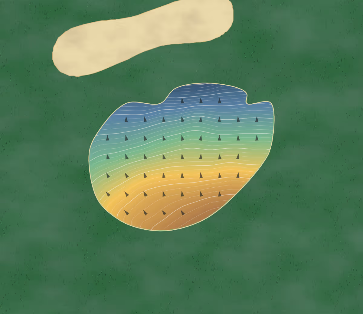 Green contour map of Arrowhead Heights in Camp Point, Illinois: 306 elevation contours at a 3-inch interval with fall-line arrows, traced from 1-meter lidar