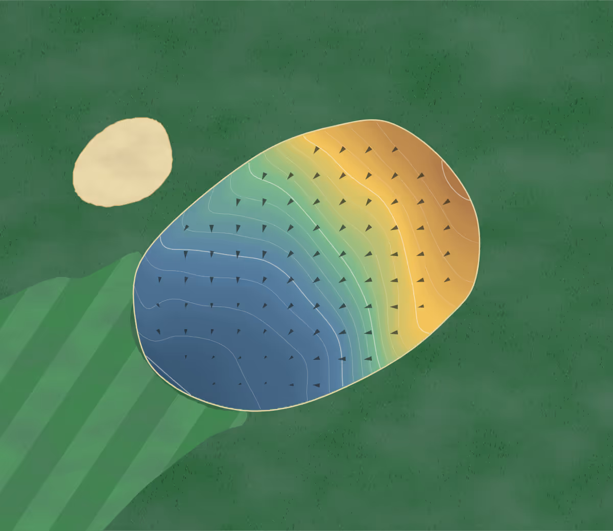 Green contour map of Arrowhead Meadows in Curtis, Nebraska: 58 elevation contours at a 3-inch interval with fall-line arrows, traced from 1-meter lidar