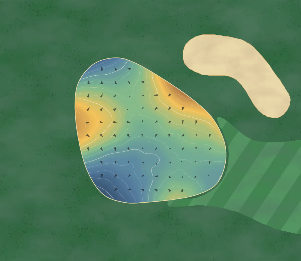 Green contour map of Arroyo del Oso in Albuquerque, New Mexico: 313 elevation contours at a 3-inch interval with fall-line arrows, traced from 1-meter lidar