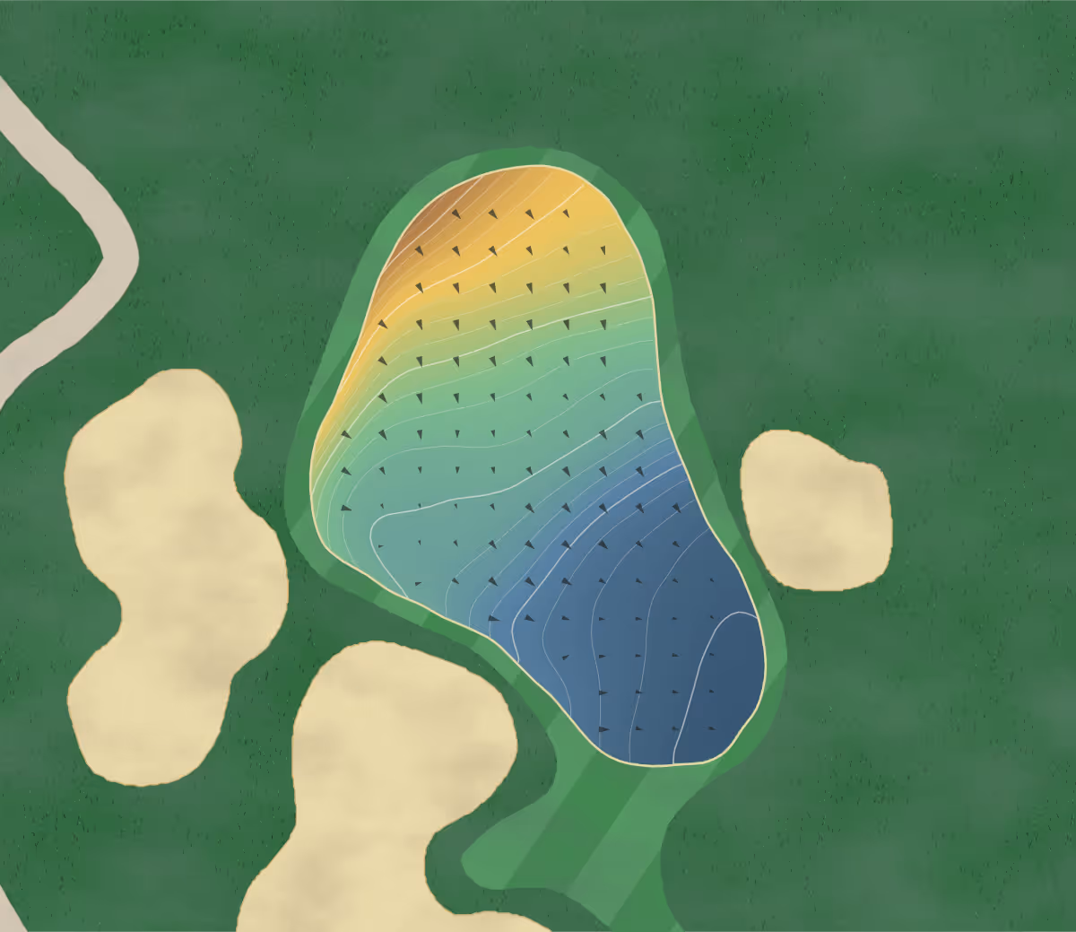 Green contour map of Arroyo in Las Vegas, Nevada — 223 elevation contours at a 3-inch interval with fall-line arrows, traced from 1-meter lidar