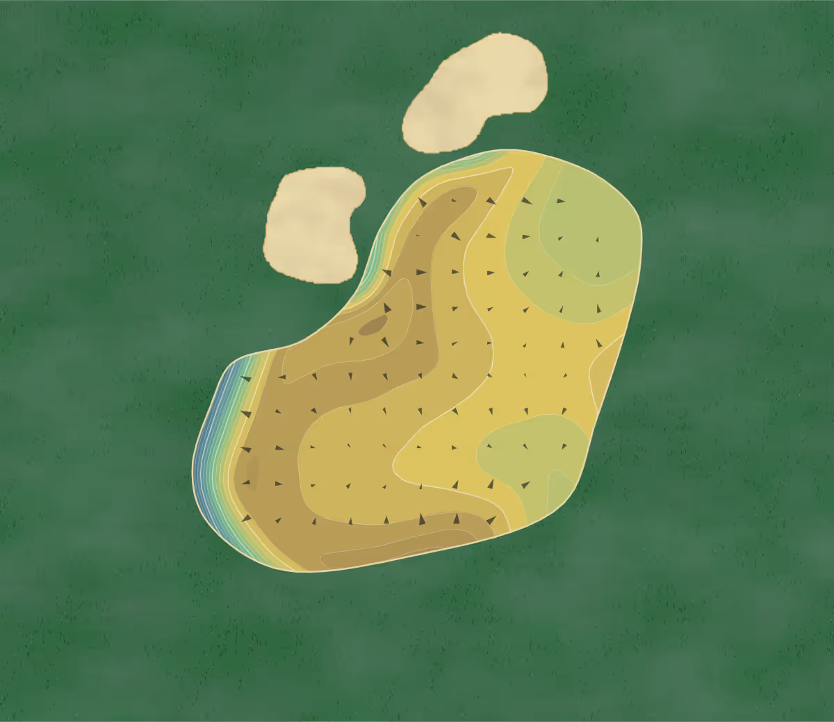 Green contour map of Arroyo Trabuco in Mission Viejo, California — 250 elevation contours at a 3-inch interval with fall-line arrows, traced from 1-meter lidar