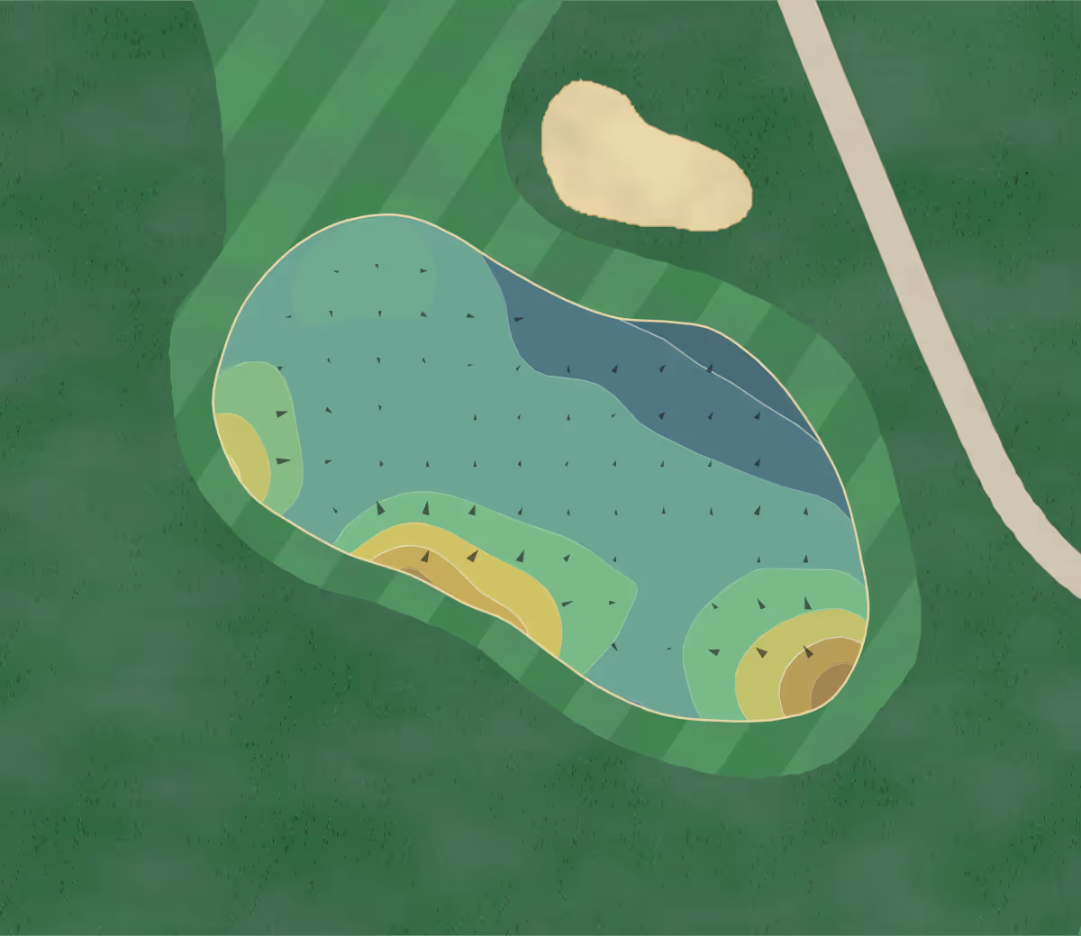 Green contour map of Arthur B in Wichita, Kansas — 170 elevation contours at a 3-inch interval with fall-line arrows, traced from 1-meter lidar