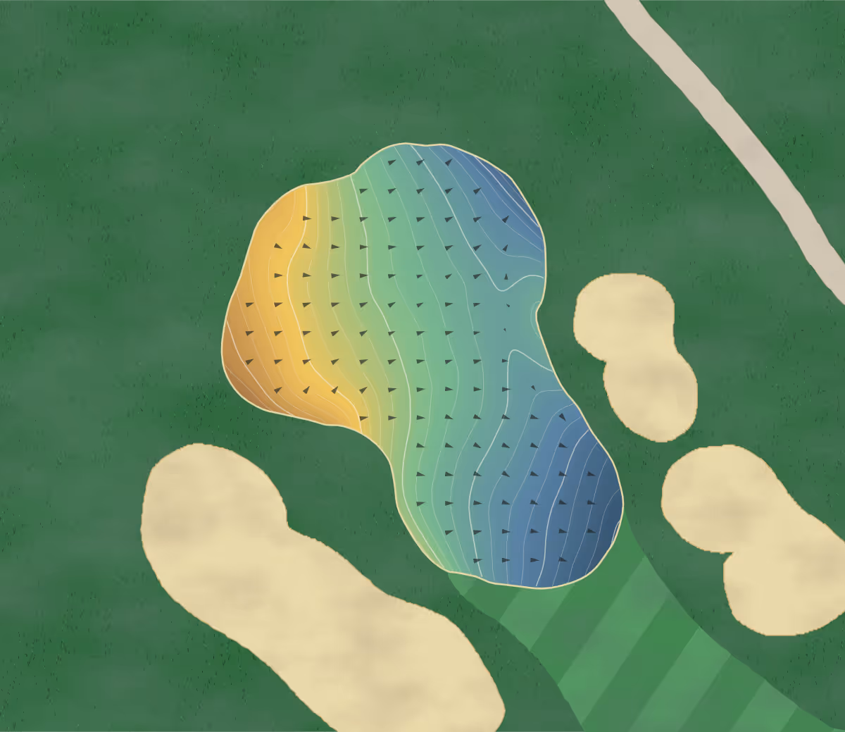Green contour map of Ashburn in Halifax, Canada: 284 elevation contours at a 8-centimeter interval with fall-line arrows, traced from 1-meter lidar