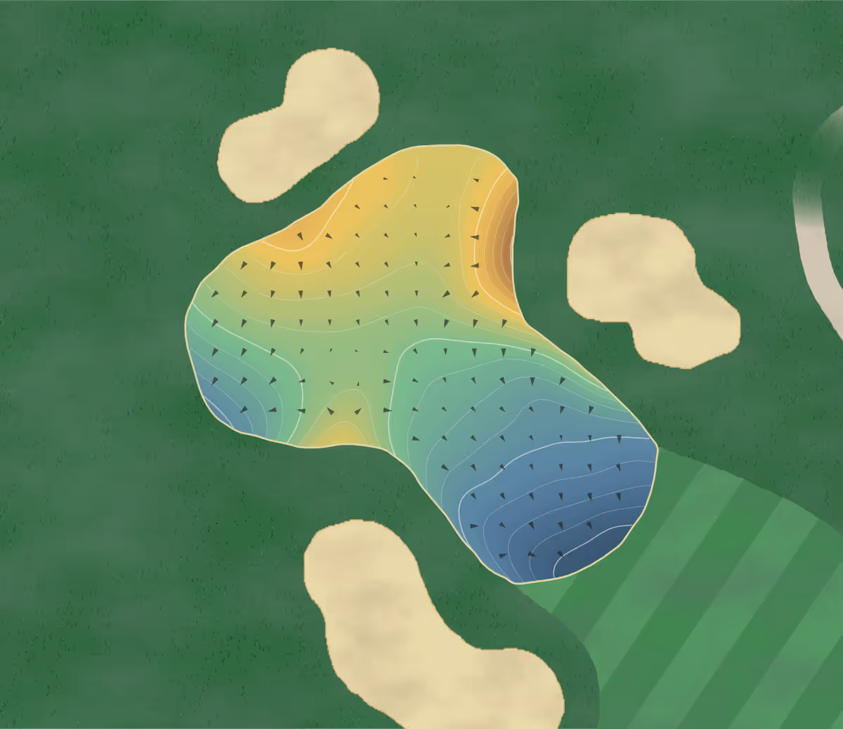 Green contour map of Ashburn (New) in Halifax, Canada — 276 elevation contours at a 8-centimeter interval with fall-line arrows, traced from 1-meter lidar