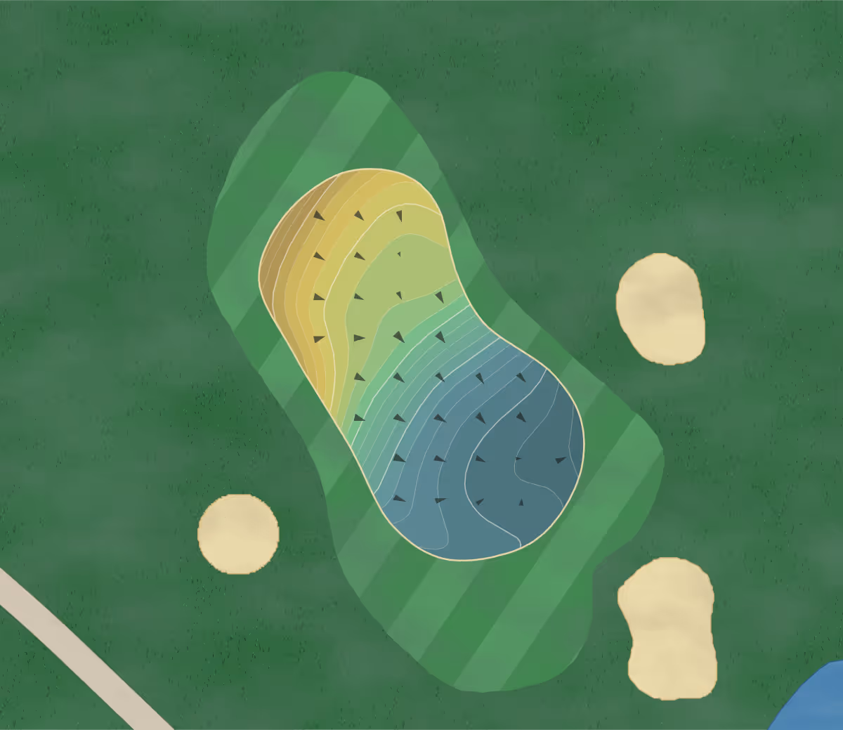Green contour map of Ashton Hills in Covington,, Georgia — 213 elevation contours at a 3-inch interval with fall-line arrows, traced from 1-meter lidar
