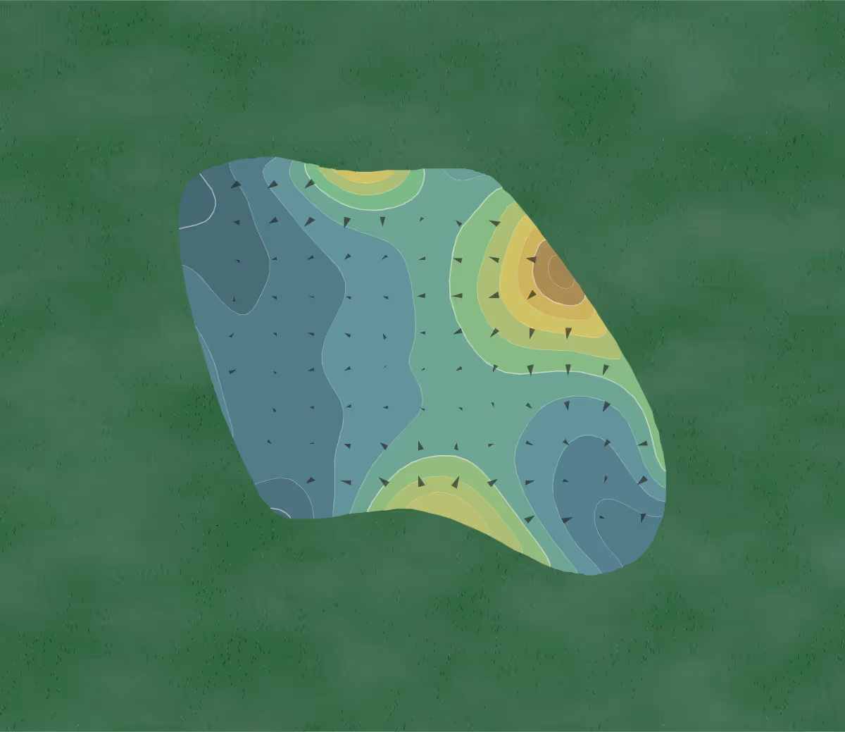 Green contour map of Athens Country Club Dudley/Front in Athens, Georgia — 433 elevation contours at a 3-inch interval with fall-line arrows, traced from 1-meter lidar