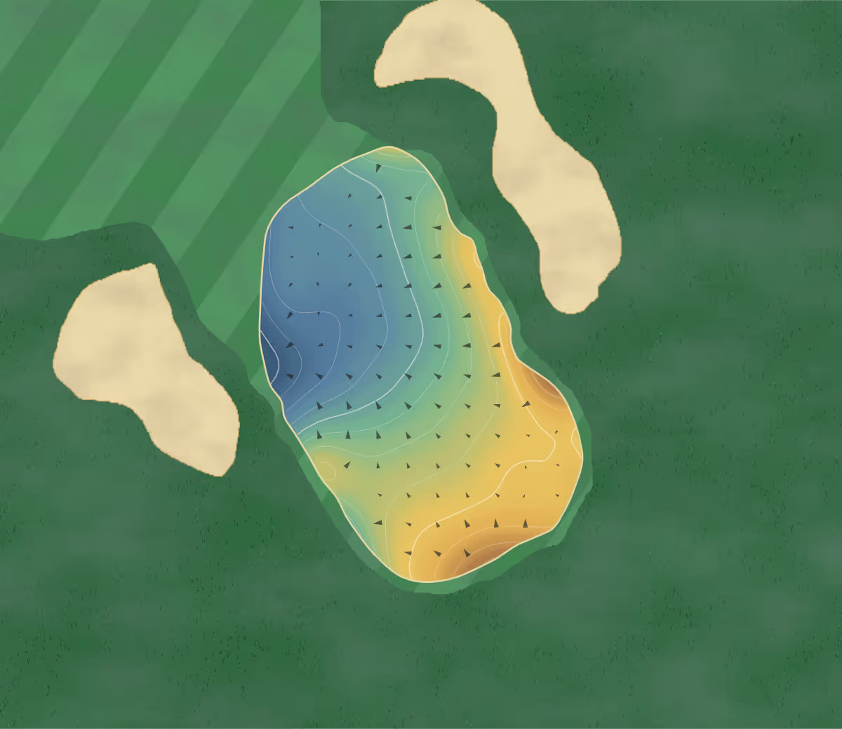 Green contour map of Augusta in Augusta, Maine — 199 elevation contours at a 3-inch interval with fall-line arrows, traced from 1-meter lidar