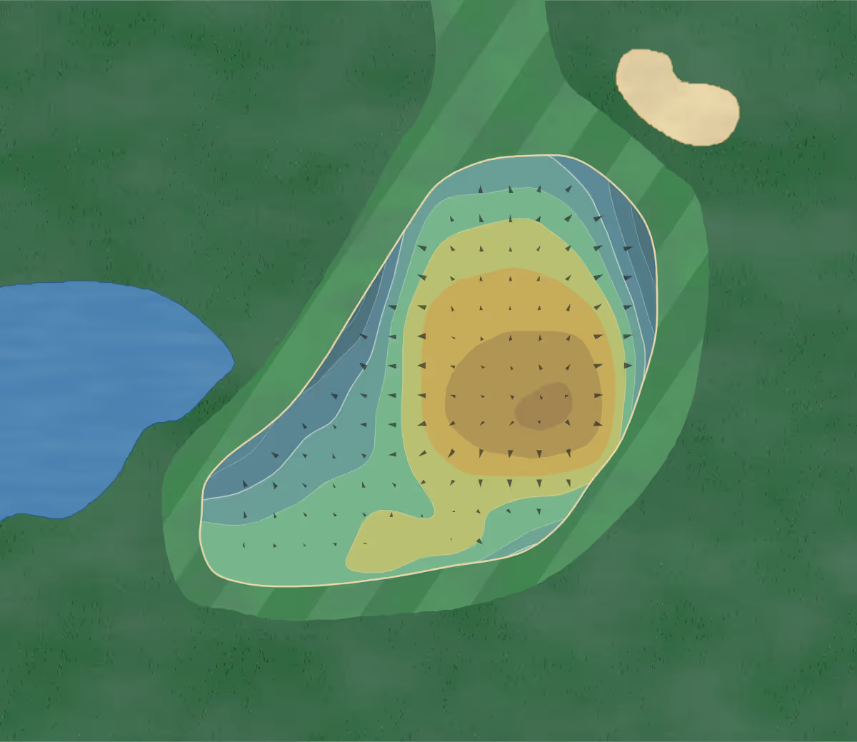 Green contour map of Babbitt in Babbitt, Minnesota — 67 elevation contours at a 3-inch interval with fall-line arrows, traced from 1-meter lidar