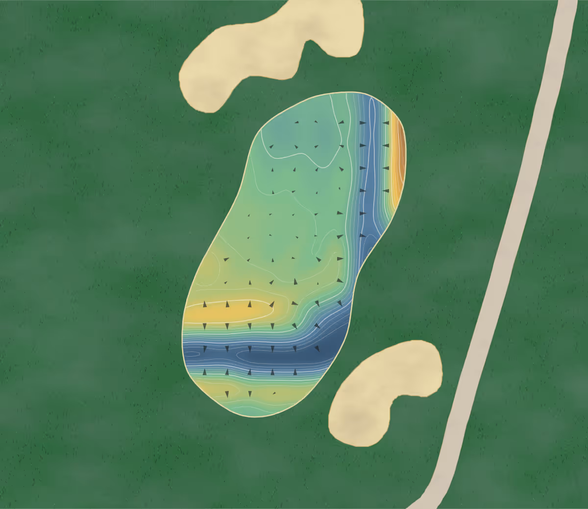 Green contour map of Babcock National in Babcock Ranch, Florida: 103 elevation contours at a 3-inch interval with fall-line arrows, traced from 1-meter lidar
