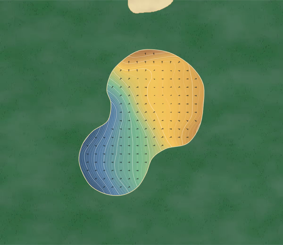 Green contour map of Bakewell in Bakewell, England — 214 elevation contours at a 8-centimeter interval with fall-line arrows, traced from 1-meter lidar