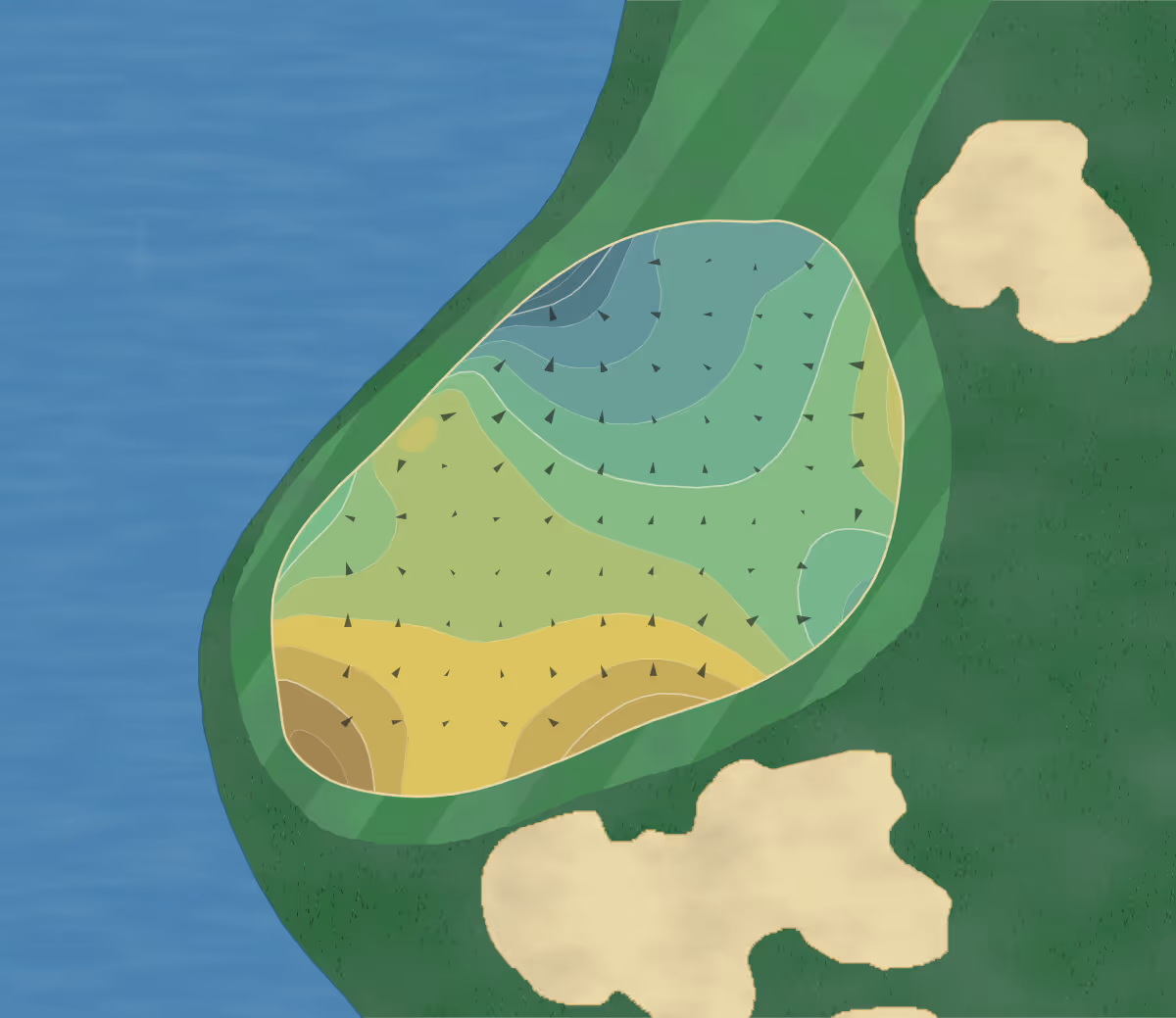 Green contour map of Bali Hai in Las Vegas, Nevada — 217 elevation contours at a 3-inch interval with fall-line arrows, traced from 1-meter lidar