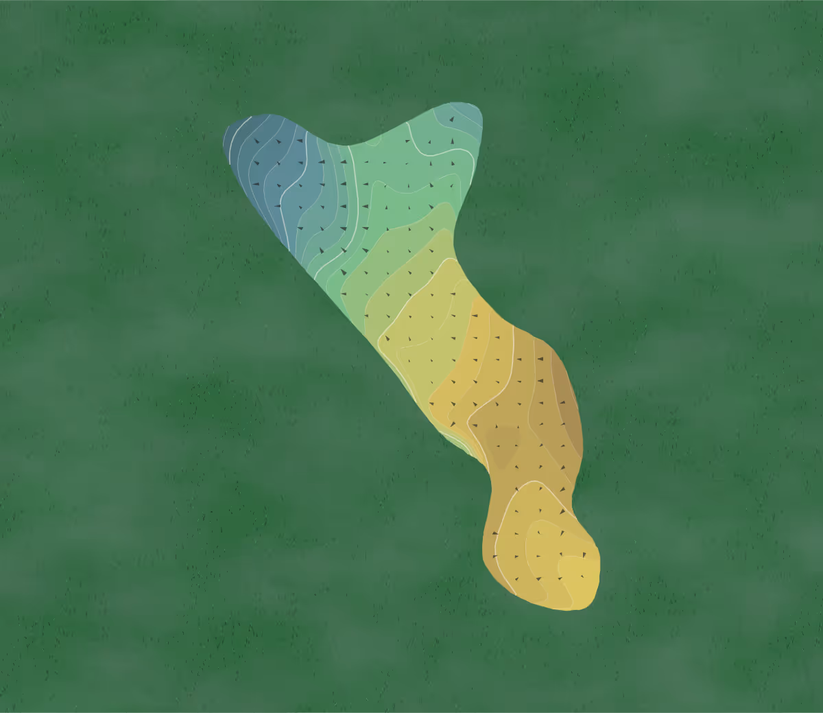 Green contour map of Ballantyne in Charlotte, North Carolina — 391 elevation contours at a 3-inch interval with fall-line arrows, traced from 1-meter lidar