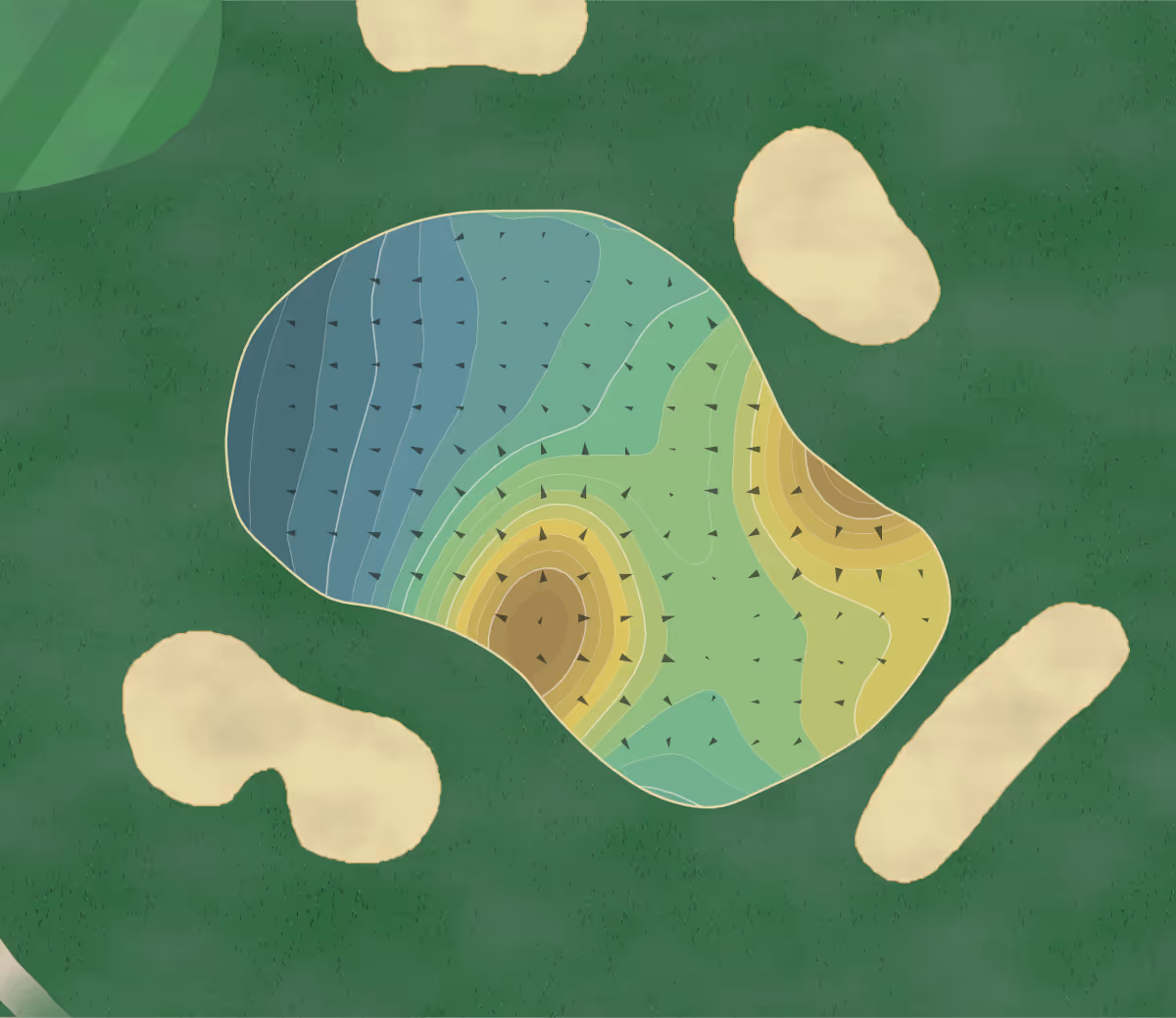 Green contour map of Bangor Municipal in Bangor, Maine — 254 elevation contours at a 3-inch interval with fall-line arrows, traced from 1-meter lidar