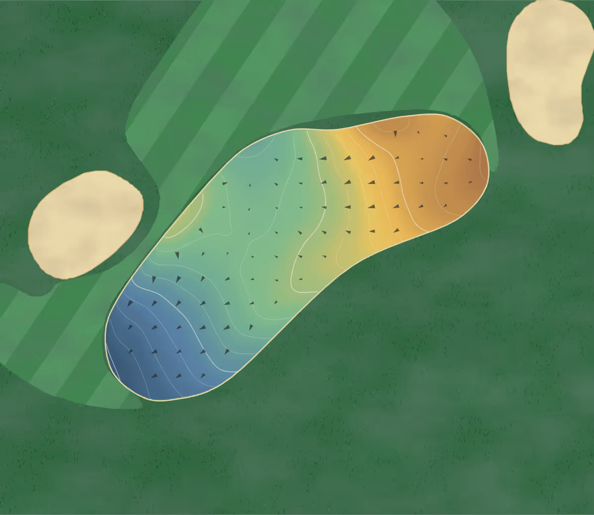 Green contour map of Barefoot in N. Myrtle Beach, South Carolina: 52 elevation contours at a 3-inch interval with fall-line arrows, traced from 1-meter lidar