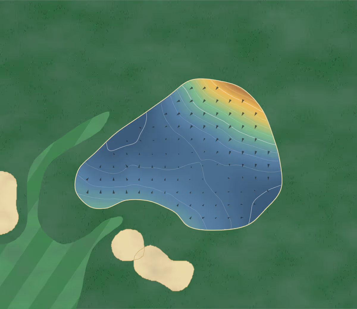 Green contour map of Barlaston in Stone, England: 139 elevation contours at a 8-centimeter interval with fall-line arrows, traced from 1-meter lidar