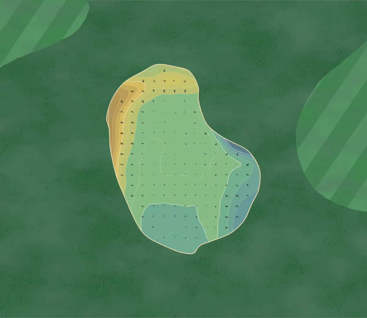 Green contour map of Barnard Castle in Barnard Castle, England — 177 elevation contours at a 8-centimeter interval with fall-line arrows, traced from 1-meter lidar